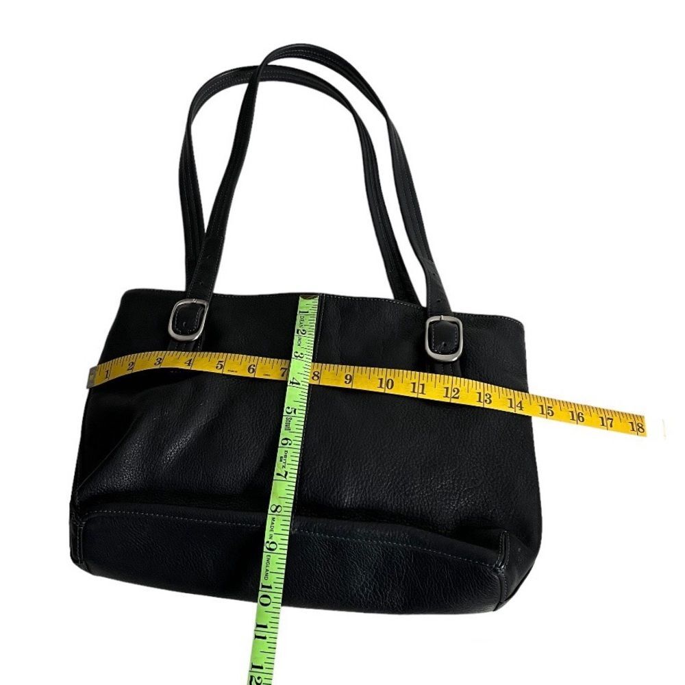 TIGNANELLO Black Pebbled Leather Shoulder Bag Silver Tone Metal Zipper Closure - Picture 5 of 9